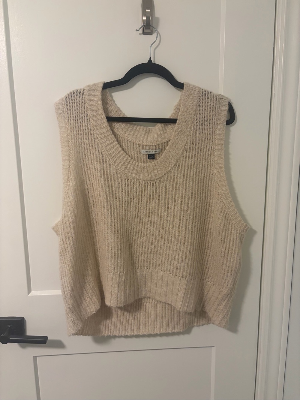 American Eagle Outfitters Cream Ribbed Knit Sweater